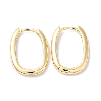 Rectangle Brass Huggie Hoop Earrings for Women, Real 18K Gold Plated, 18x2.5mm