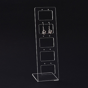 Transparent Acrylic Earrings Display Stands, Ladder Shape, Clear, 19.5x6.3x0.95cm, Hole: 1.6mm