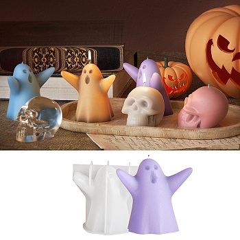 Halloween Theme Candle Silicone Molds, For Decoration Silicone, Ghost, 93x72x84mm