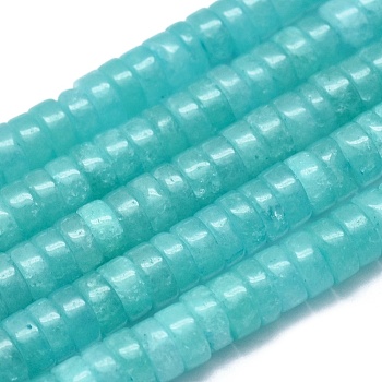 Natural Sinkiang Jade Beads Strands, Imitation Amazonite, Disc, Heishi Beads, 4x2mm, Hole: 0.7mm, about 167pcs/strand, 15.35 inch(39cm)