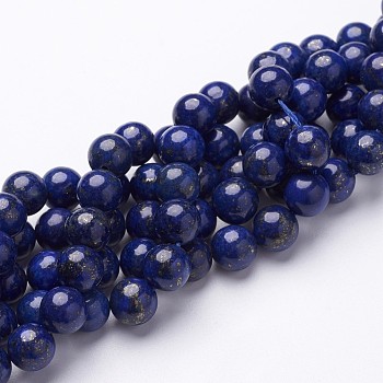 Dyed Grade A Natural Lapis Lazuli Beads Strands, Round, about 8mm in diameter, hole: 1mm, about 44~48pcs/strand, 15 inch