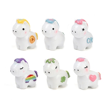 Horse Resin Figurine Ornaments, Micro Landscape Accessories, Pretending Prop Decorations, Mixed Color, 36~37x19~23.5x34~35.5mm