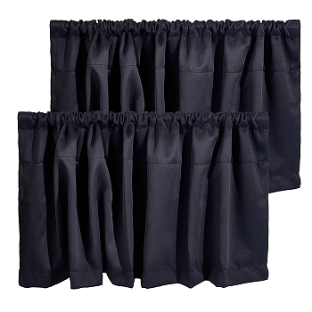 Polyester Valances, Half Window Curtain, for Kitchen Living Room Bedroom, Black, 1320x457x6mm