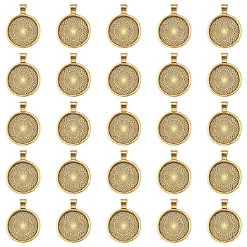 Alloy Pendant Cabochon Settings, Plain Edge Bezel Cups, DIY Findings for Jewelry Making, Antique Golden, Tray: 24.5mm, 37x28x6.5mm, Hole: 6x4mm