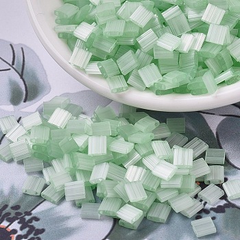 MIYUKI TILA Beads, Japanese Seed Beads, 2-Hole, (TL2559) Silk Pale Green, 5x5x1.9mm, Hole: 0.8mm, about 590pcs/50g