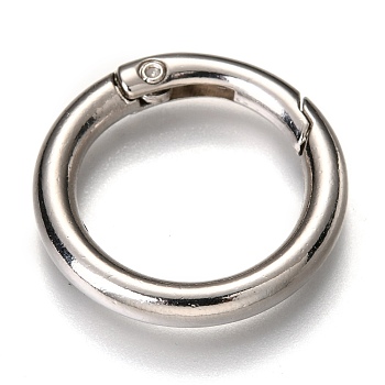 Zinc Alloy Spring Gate Rings, O Rings, Platinum, 27x4mm, Inner Diameter: 20mm