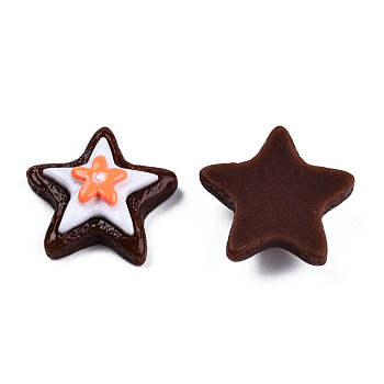 Opaque Epoxy Resin Cabochons, Imitation Food, Star Biscuits, Orange, 26x28x8mm