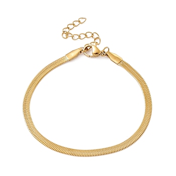 304 Stainless Steel Herringbone Chains Bracelet for Men Women, Golden, Wide: 3mm, 6-1/2 inch(16.5cm)