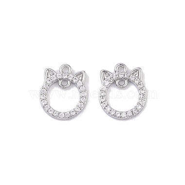 Real Platinum Plated Clear Cat Shape Brass+Cubic Zirconia Links