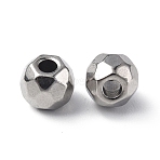 Non-Tarnish 201 Stainless Steel Beads, Round, Stainless Steel Color, 5.5x5mm, Hole: 2mm(STAS-G298-08C-P)