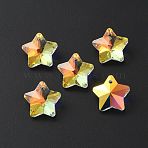 Faceted Glass Pendants, AB Color, Clear AB, Star Charms, 13x13.5x6.5mm, Hole: 1.2mm(GLAA-WH0035-22D)