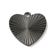 Ion Plating(IP) 304 Stainless Steel Pendants, Heart Charm, Black, 17x18x2mm, Hole: 1.6mm(STAS-D025-01B-02)