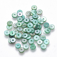 Natural Freshwater Shell Beads, Dyed, Disc, Light Sea Green, 6x1mm, Hole: 1.2mm(SHEL-Q008-97)