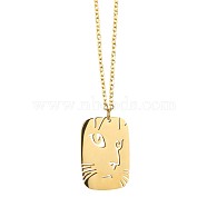 Cute Cartoon Animal Stainless Steel Pendant Necklaces, with Cable Chains for Unisex, Cat Shape(QV5065-8)