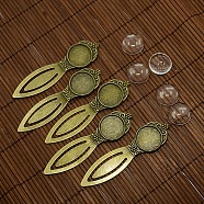 DIY Blank Bookmark Making Kit, Including Alloy Bookmark Cabochon Settings, Glass Cabochons, Antique Bronze, 2Pcs/set(DIY-TAG0001-05)