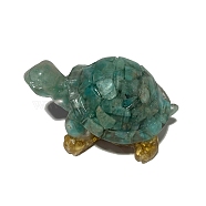 Resin Sea Turtle Display Decoration, with Natural Amazonite Chips Inside for Home Office Desk Decoration, 45x30x25mm(PW-WG94316-17)