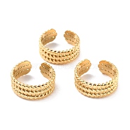 Ion Plating(IP) 304 Stainless Steel Finger Rings, Cuff Rings, Long-Lasting Plated, Textured, Golden, US Size 6 3/4(17.1mm), 8mm(RJEW-L102-40G)