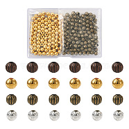 400Pcs 4 Colors Iron Corrugated Beads, Round, Golden, 6mm, Hole: 2mm, 100pcs/color(IFIN-KS0001-03)