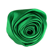 Satin Fabric Handmade 3D Rose Flower, DIY Ornament Accessories for Shoes Hats Clothes, Spring Green, 5.5cm(PW-WG90241-18)