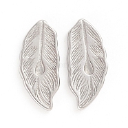 304 Stainless Steel Cabochons, Leaf, Stainless Steel Color, 16x7x1.5mm(STAS-D174-26P)