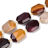 Natural Mookaite Beads Strands, Faceted, Rectangle, with Seed Beads, 21~22x15~17x7~8mm, Hole: 1mm, about 16~20pcs/strand, 15.35~15.75''(39~40cm)(G-B125-P19-01)