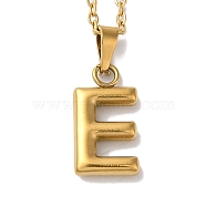 PVD Vacuum Plating 201 Stainless Steel Necklaces, Letter, Letter E, 17.80 inch(45.2cm), Pendant: 22.5x9x3mm(NJEW-H033-01G-E)