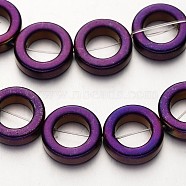 Electroplate Non-magnetic Synthetic Hematite Beads Strands, Ring, Purple Plated, 14x4mm, Hole: 1mm, about 29pcs/strand, 15.7 inch(G-F300-04-04)