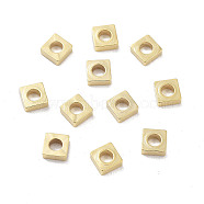 Brass Beads, Cadmium Free & Lead Free, Square, Real 24K Gold Plated, 4x4x1.5mm, Hole: 2mm(KK-M288-04G-C)