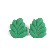 Resin Cabochons, Leaf, Green, 18x15x3mm(X-CRES-T010-24D)