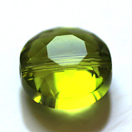 Imitation Austrian Crystal Beads, Grade AAA, Faceted, Flat Round, Yellow Green, 6x3.5mm, Hole: 0.7~0.9mm(SWAR-F053-6mm-17)