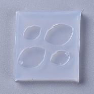 Pendant Silicone Molds, Resin Casting Molds, For UV Resin, Epoxy Resin Jewelry Making, Leaf, White, 31x33x4mm, Leaf: 10x7mm & 15x10mm, Hole: 2.5mm & 3.5mm(X-DIY-L026-007)