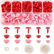 Resin Doll Nose with Washers, Craft Nose, for Crochet Toy and Stuffed Animals, Triangle, Pink, 6~12x8~16.5x14~18mm, Pin: 3~5mm, 130pcs/box(DIY-WH0209-06B)