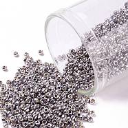 TOHO Round Seed Beads, Japanese Seed Beads, (PF568) PermaFinish Light Amethyst Metallic, 15/0, 1.5mm, Hole: 0.7mm, about 3000pcs/bottle, 10g/bottle(SEED-JPTR15-PF0568)