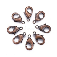 Brass Lobster Claw Clasps, Parrot Trigger Clasps, Cadmium Free & Nickel Free & Lead Free, Red Copper, 10x5x3mm, Hole: 1mm(KK-901-R-NF)