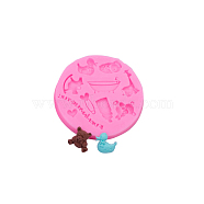 Baby Theme Display Decoration Silicone Molds, Resin Casting Molds, DIY UV Resin & Epoxy Resin Birthday Decoration for Baby, Mixed Shapes, Hot Pink, 75x10mm(SIMO-PW0001-075B)