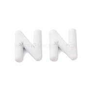 Rack Plating Spray Painted Alloy Pendants, Rubberized Style, White, Letter N, 18x15x6mm, Hole: 1.5mm(FIND-C062-08N)