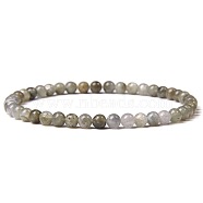 Natural Labradorite Beads Stretch Bracelets, Round, 4mm(RM4767-3)