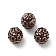 Tibetan Style Alloy Beads, Cadmium Free & Lead Free, Barrel, Red Copper, 7x7.5mm, Hole: 1.8mm(X-FIND-Q094-34R)