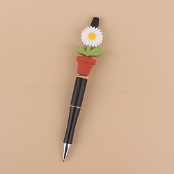 Plastic Ball-Point Pen, Beadable Pen, for DIY Personalized Pen, with Silicone Flower Pot, White, 140mm(WG94342-01)