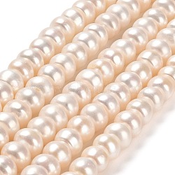 Natural Cultured Freshwater Pearl Beads Strands, Rondelle, Grade 4A+, PeachPuff, 9~10x4.5~5mm, Hole: 0.9mm, about 58~60pcs/strand, 14.96~15.16 inch(38~38.5cm)(PEAR-J007-24)