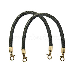 Imitation Leather Bag Handles, Rings Shaped Purse Handles, Black, 600x10~12mm(PW-WGE6F52-16)