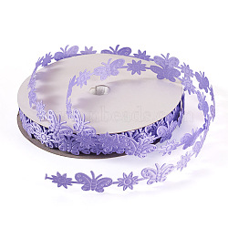 20 Yards Malan Flower and Butterfly Polyester Lace Trim, Butterfly Trimming, Lilac, 13~15mm(OCOR-TAC0016-18D)