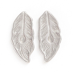 304 Stainless Steel Cabochons, Leaf, Stainless Steel Color, 16x7x1.5mm(STAS-D174-26P)