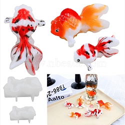 DIY Display Decoration Silicone Mold, Resin Casting Molds, For UV Resin, Epoxy Resin Jewelry Making, Goldfish, White, 55~76x37~49x26~35mm, 2pcs/set(SIMO-PW0002-28)