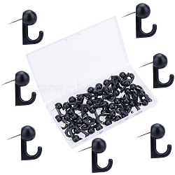 1 Set 20Pcs Plastic Hanger Hooks Set, with Iron Pin, Black, 24x11x14mm, 50pcs/set(FIND-GF0002-04B)