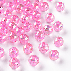 Transparent Acrylic Beads, AB Color Plated, Round, Pearl Pink, 8x7mm, Hole: 2mm, about 1745pcs/500g(MACR-S370-B8mm-708)