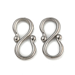 Non-Tarnish 304 Stainless Steel S-Hook Clasps, Stainless Steel Color, 9x5x0.9mm(STAS-U007-20A-P)