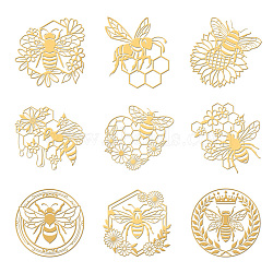 Nickel Decoration Stickers, Metal Resin Filler, Epoxy Resin & UV Resin Craft Filling Material, Golden, Bees, 40x40mm, 9 style, 1pc/style, 9pcs/set(DIY-WH0450-085)