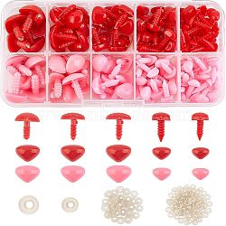 Resin Doll Nose with Washers, Craft Nose, for Crochet Toy and Stuffed Animals, Triangle, Pink, 6~12x8~16.5x14~18mm, Pin: 3~5mm, 130pcs/box(DIY-WH0209-06B)