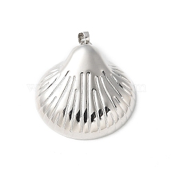 Brass Pendants, Shell Shape, Lead Free & Cadmium Free, Long-Lasting Plated, Platinum, 32x25.5x8mm, Hole: 5x3.5mm(KK-P290-41P)